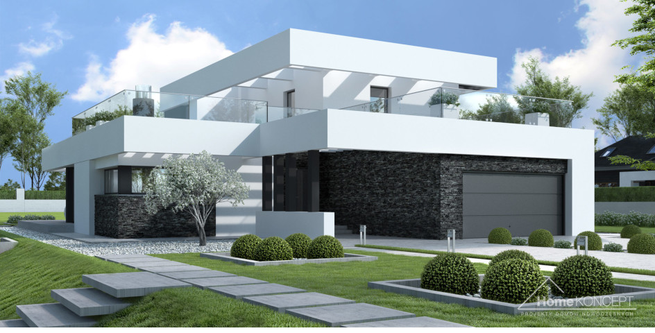 Nowoczesny dom z płaskim dachem i garażem – realizacja New-House